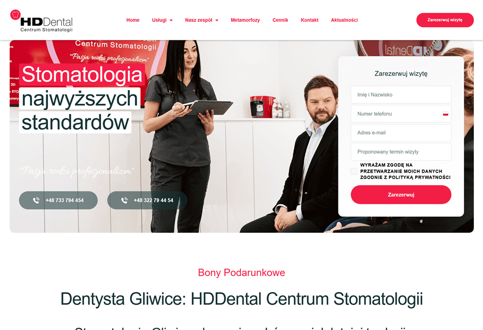 Projekt strony internetowej HD-Dental