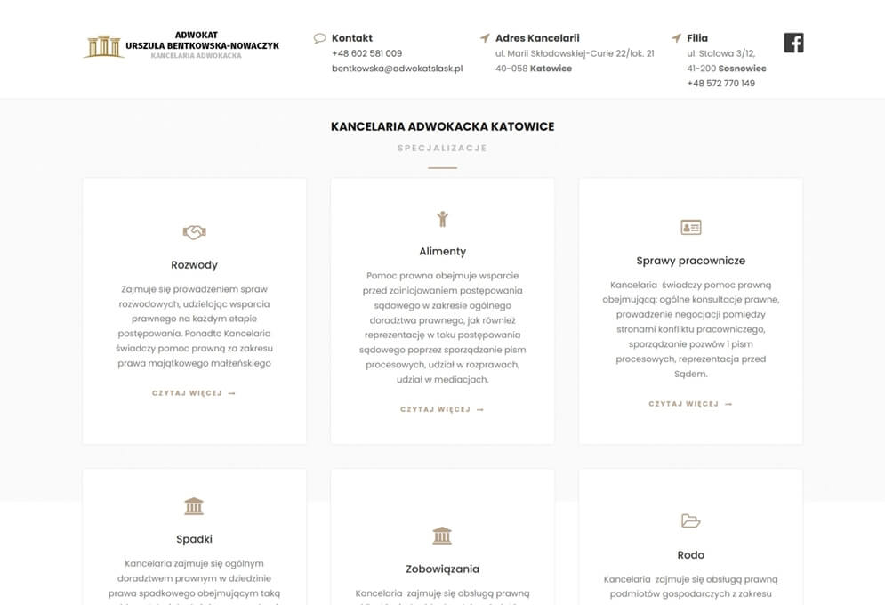 Projekt strony internetowej Adwokat Slask