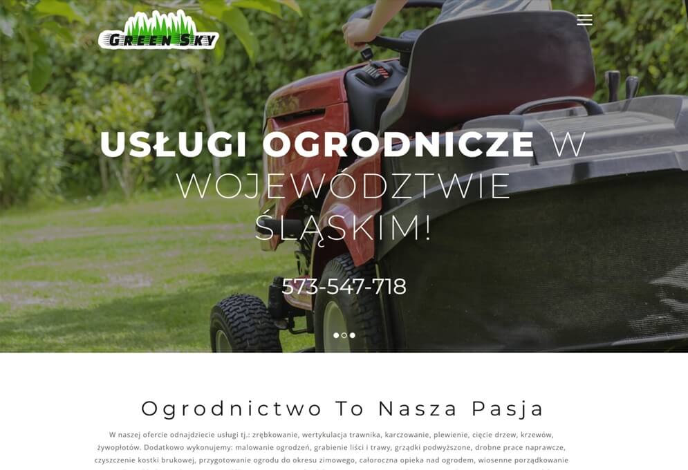Projekt strony internetowej Greensky Ogrodnictwo