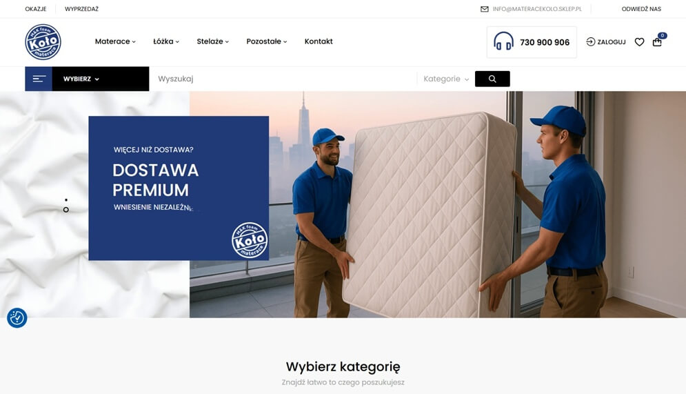 Projekt strony internetowej Materace Kolo